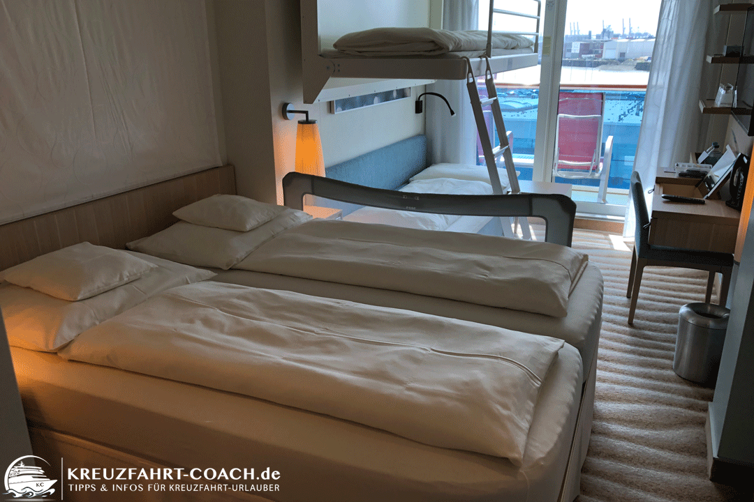 AIUDAnova Kabine 9066 für 4 Personen mit Balkon Balkonkabine mit 4 Betten