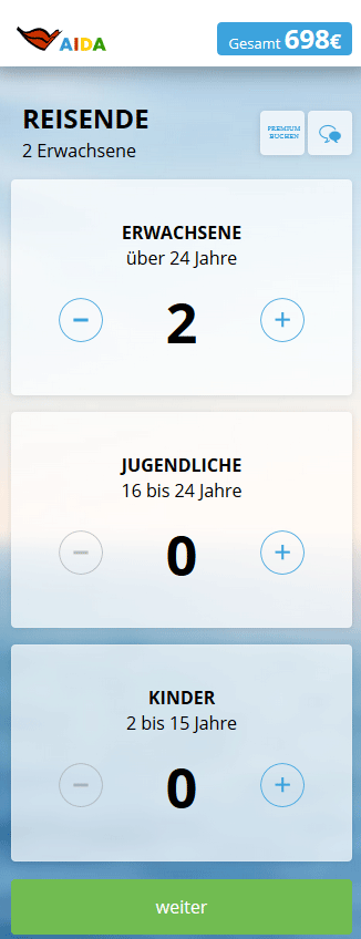 Neues Buchungssystem bei AIDA 3 AIDA - Neues Buchungssystem Darstellung klein