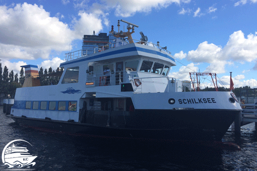 Hafenrundfahrt Kiel Bilck auf das Boot "Schilksee", mit dem wir die Hafenrundfahrt in Kiel gemacht haben