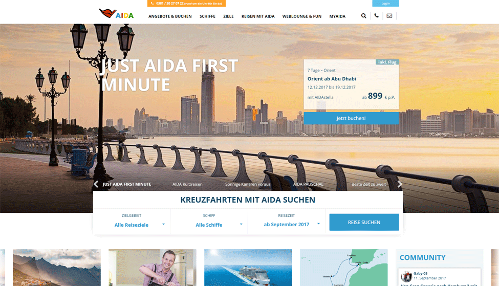 Neue AIDA Homepage online 1 Neue AIDA Homepage